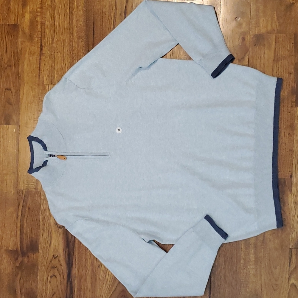 Mens Crown & Ivy blue 1/4 zip wool blend sweater size M